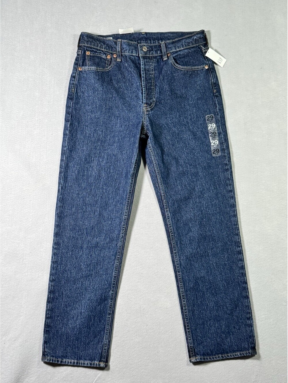 Gap High Rise Cheeky Straight Jeans Dark Indigo Blue Low Stretch NWT Sz 29